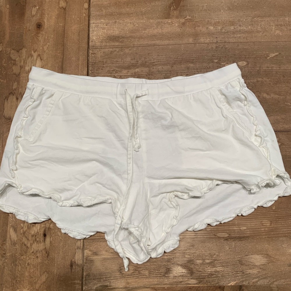 White ruffle shorts